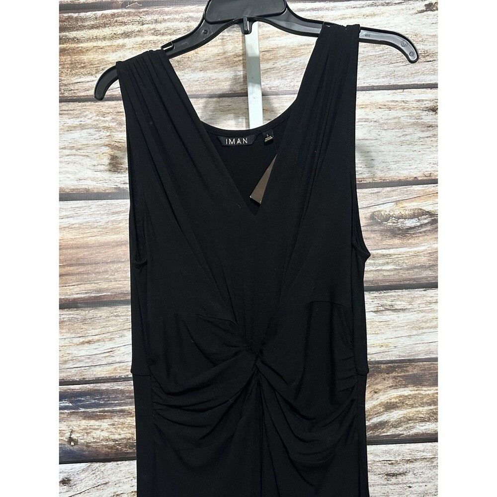 IMAN Global Chic Flawless Knit Maxi Dress Black Size Large New